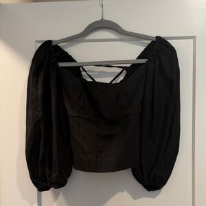 LPA Alice Black Puff Sleeve Top